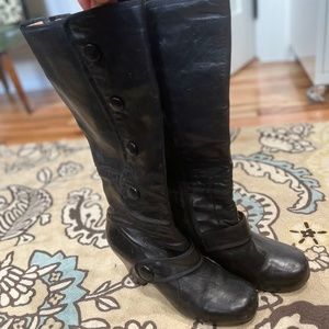 Black Knee High wedge boots